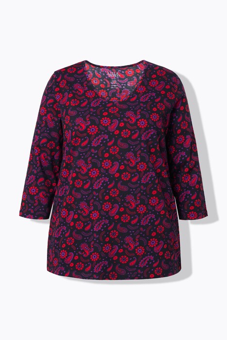 Electric Floral 3/4 Sleeve Paisley Tee
