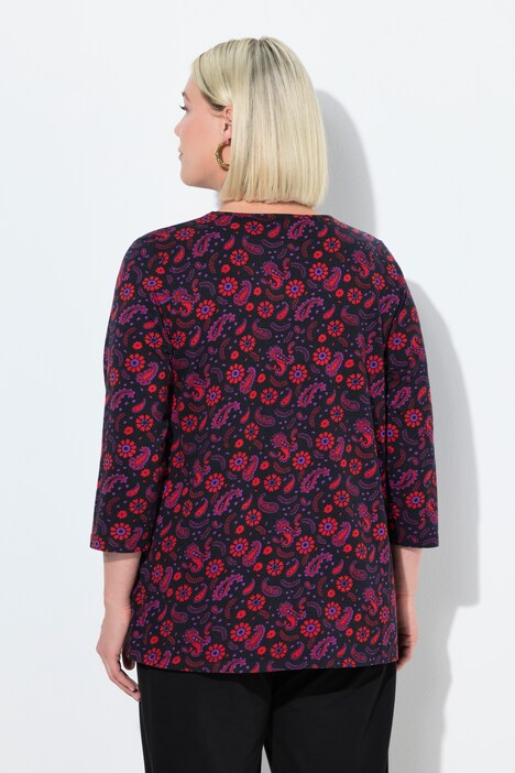 Electric Floral 3/4 Sleeve Paisley Tee