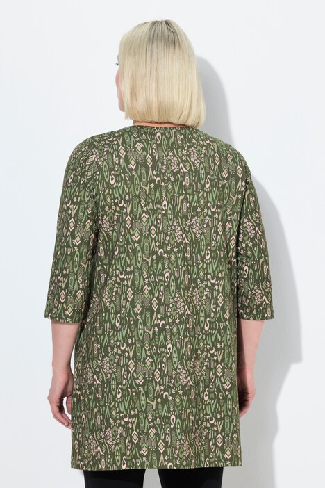 Mixed Floral Print 3/4 Sleeve Knit Tunic