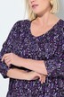 T-shirt long, coupe évasée, décolleté en V et manches 3/4