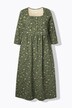 Jersey maxi-jurk, bloemen, A-lijn, carréhals, 3/4-mouwen