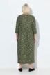 Jersey maxi-jurk, bloemen, A-lijn, carréhals, 3/4-mouwen