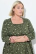 Jersey maxi-jurk, bloemen, A-lijn, carréhals, 3/4-mouwen