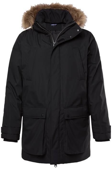 Parka, kožešinová kapuce, nášivky