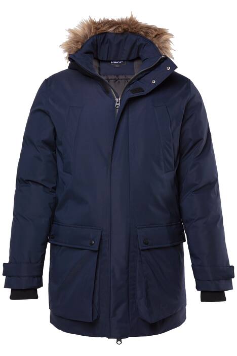 Parka, kožešinová kapuce, nášivky