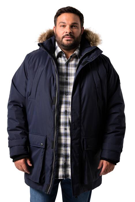 Parka, kožešinová kapuce, nášivky