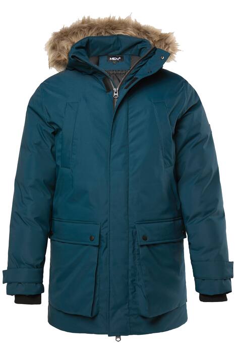 Parka, kožešinová kapuce, nášivky