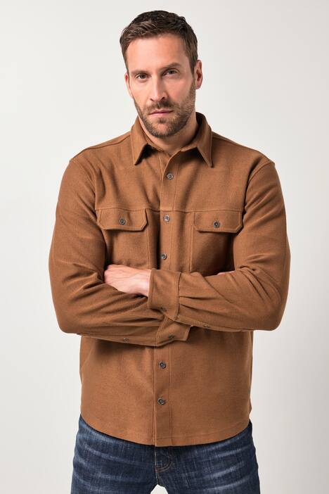 Chemise en molleton JP1880, manches longues et col Kent, coupe Modern Fit - jusqu'au 8 XL