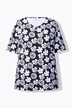 T-shirt à fleurs, coupe évasée. Encolure V et manches courtes