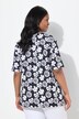 T-shirt à fleurs, coupe évasée. Encolure V et manches courtes