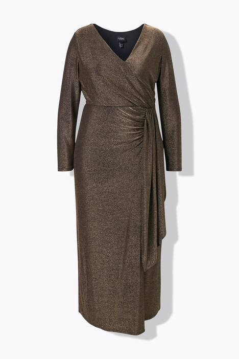Sparkling Long Sleeve Wrap Look Evening Gown