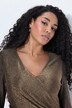 Maxi-jurk, glitter, wikkellook, V-hals, lange mouw