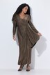 Maxi-jurk, glitter, wikkellook, V-hals, lange mouw