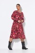 Robe midi imprimé all-over, manches longues raglan, coupe évasée