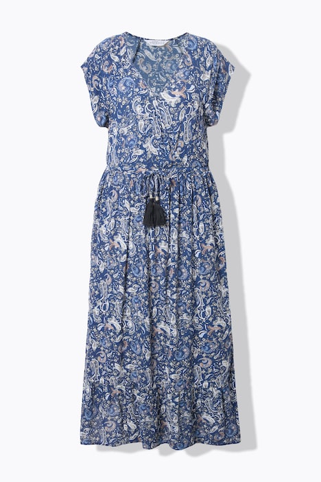 Maxi-jurk, A-lijn, strikbandje, paisleyprint