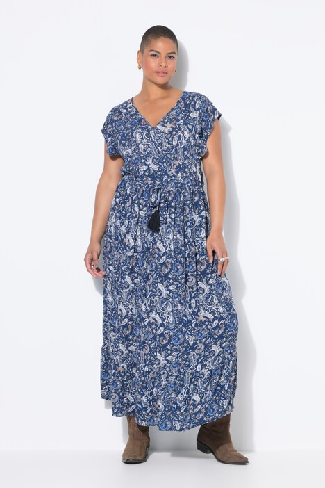Maxi-jurk, A-lijn, strikbandje, paisleyprint