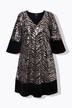 Robe en velours à paillettes, ligne en A, col en V et manches 3/4