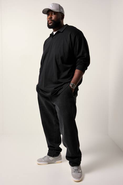 STHUGE Langarm-Poloshirt, oversized, bis 8 XL