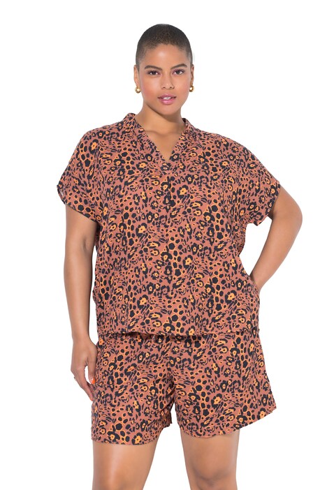 Halenkové tričko, mušelín, oversize střih, leopardí vzor