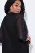 Robe en point de Rome, fleurs en paillettes sequins, décolleté en V, manches 3/4 et poches