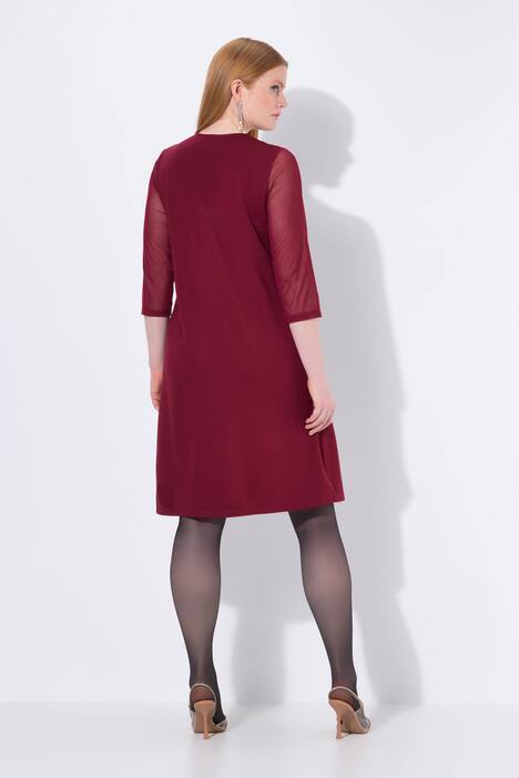 Sequined Flower Applique 3/4 Sleeve Dress
