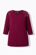 T-shirt avec fleurs en paillettes sequins, décolleté rond et manches 3/4, coupe évasée