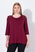 T-shirt avec fleurs en paillettes sequins, décolleté rond et manches 3/4, coupe évasée