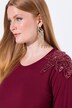 T-shirt avec fleurs en paillettes sequins, décolleté rond et manches 3/4, coupe évasée