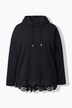 Hoodie, kanten zoom, A-lijn, capuchon, lange mouwen