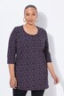 T-shirt long, coupe évasée, décolleté rond et manches 3/4