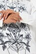 Blusa classica in raso con fiori, colletto da camicia e maniche lunghe