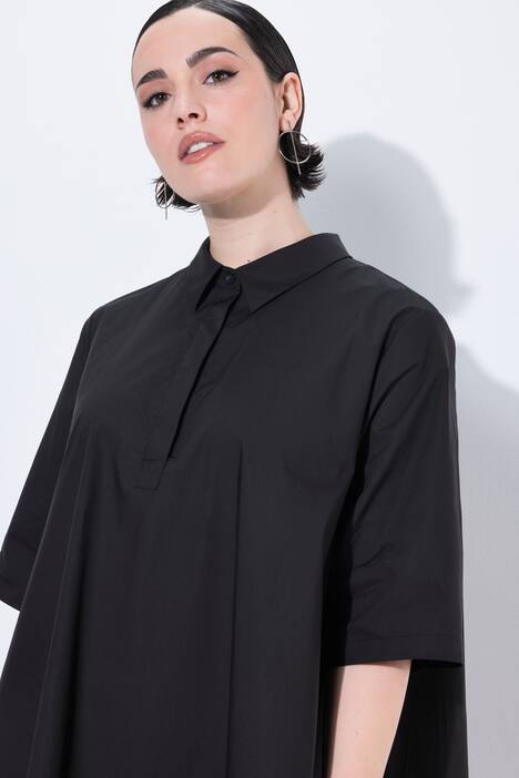 Abito a tunica dal taglio svasato con PaperTouch, collo da camicia e mezze maniche
