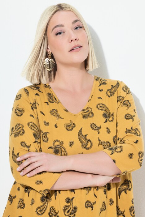 Longshirt, A-Linie, V-Ausschnitt, 3/4-Arm, Taschen