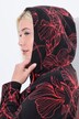 Fleece jas, bloemmotief, capuchon, lange mouw