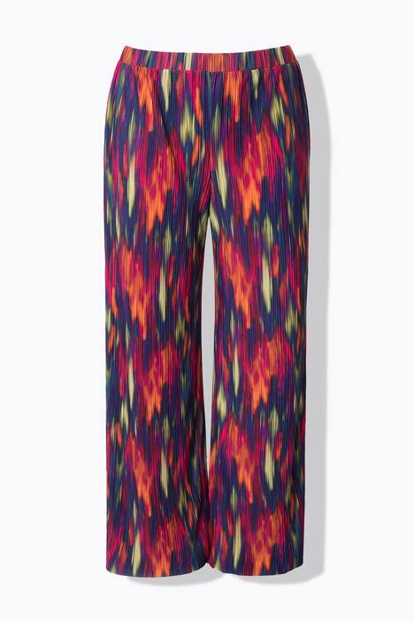 Pantalon plissé. Jambe droite et large. Motif coloré