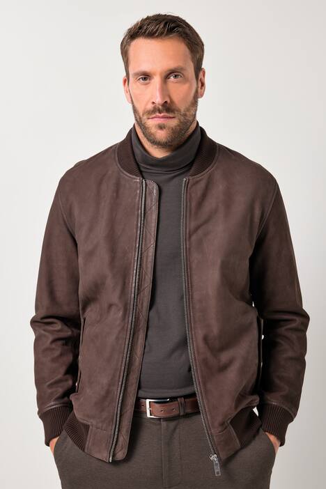 JP1880 leren blouson, nubuck-lamsleer, collegekraag, tot 7XL