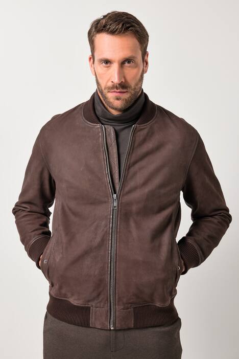 JP1880 leren blouson, nubuck-lamsleer, collegekraag, tot 7XL