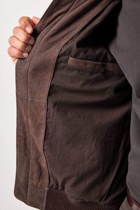 JP1880 leren blouson, nubuck-lamsleer, collegekraag, tot 7XL