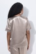 Satijnen blouse, metallic effect, ronde hals, korte mouwen