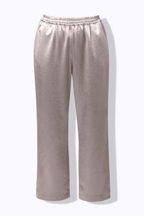 Pantalon en satin Rose, jambes larges et ceinture élastique, effet métallisé