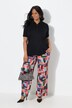 Pantalon en satin imprimé. Taille élastique et jambe large