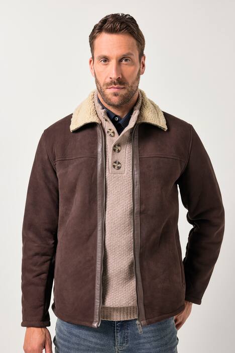 Veste JP 1880 en véritable cuir nappa d'agneau, intérieur doublé peluche - jusqu'au 7 XL