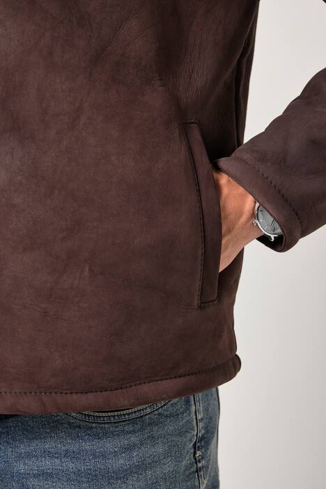 Veste JP 1880 en véritable cuir nappa d'agneau, intérieur doublé peluche - jusqu'au 7 XL