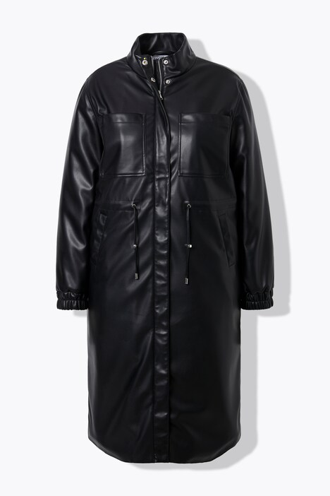 Manteau en simili. Cordon de serrage à la taille