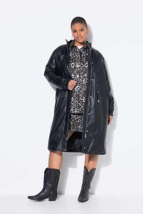 Manteau en simili. Cordon de serrage à la taille