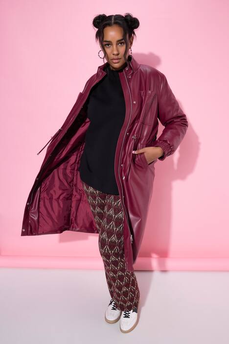 Jas, leerlook, taille met trekkoord