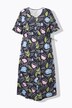 Robe midi en coton bio motif à fleurs, décolleté V et manches courtes