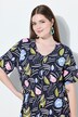 Robe midi en coton bio motif à fleurs, décolleté V et manches courtes