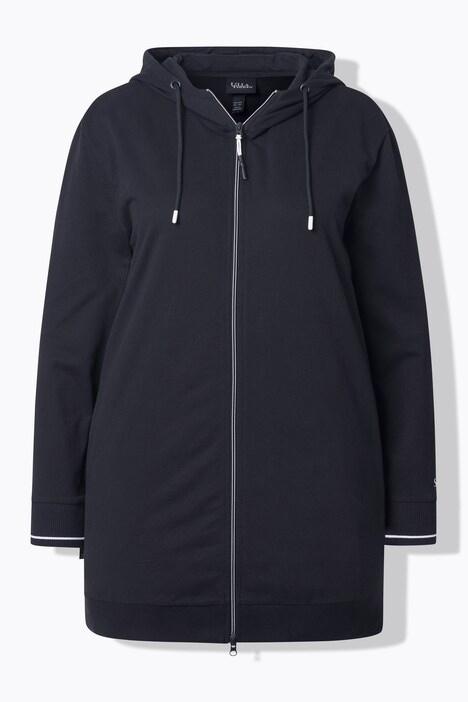 Sweatjacke, Zierpaspel, Oversized, Kapuze, 2-Wege-Zipper