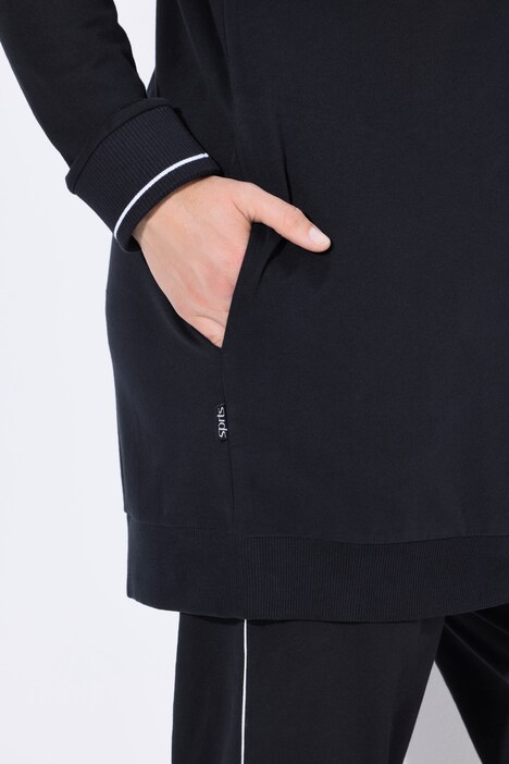 Sweatjacke, Zierpaspel, Oversized, Kapuze, 2-Wege-Zipper